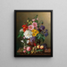 Ein großer Blumenstrauß mit Pfirsichen und Trauben - Marie-Euphrosine Jacquet — gerahmtes Bild an der Wand