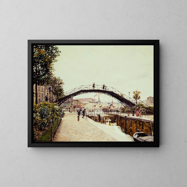 Der Kanal Saint-Martin - Marie-François Firmin-Girard — gerahmtes Bild an der Wand