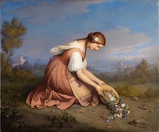 Marie Ellenrieder - Kneeling girl pouring out a basket of flowers.webp