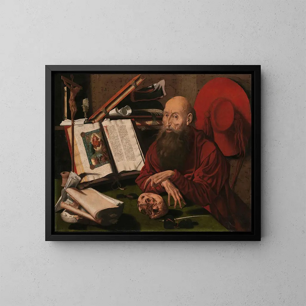 San Girolamo nel suo studio - Marinus van Reymerswaele — quadro incorniciato alla parete