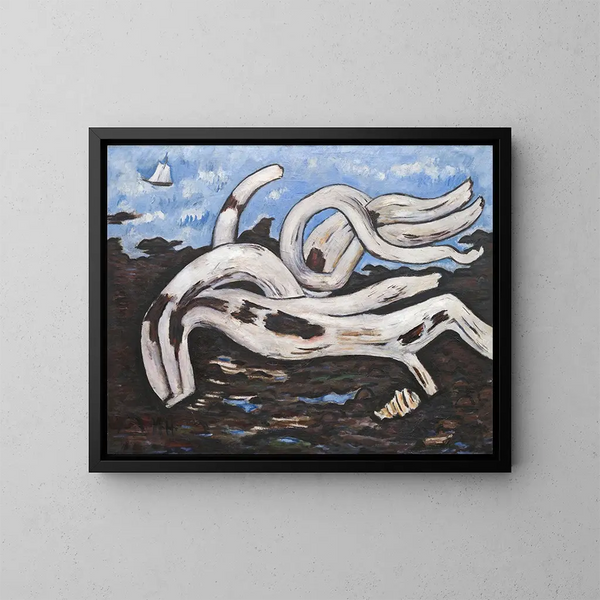 Holztreibgut-Gemälde am Bagaduce - Marsden Hartley — gerahmtes Bild an der Wand