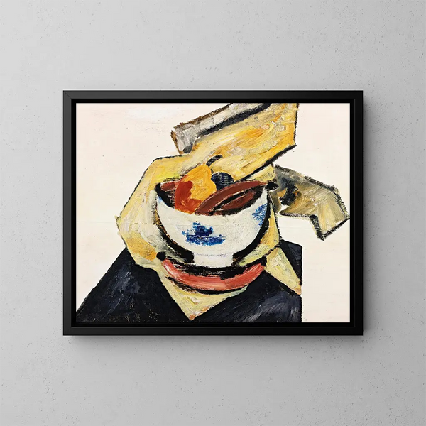 Stillleben mit einer weißen Schüssel - Marsden Hartley — gerahmtes Bild an der Wand