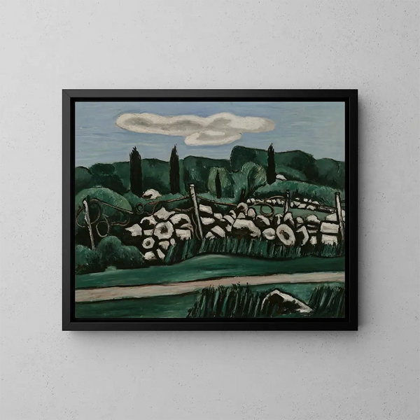 Die letzten Mauern aus Stein in Dogtown - Marsden Hartley — gerahmtes Bild an der Wand