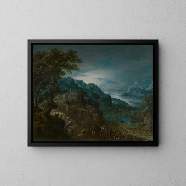 Die Versöhnung Jakobs und Esau - Marten Van Valckenborch — gerahmtes Bild an der Wand