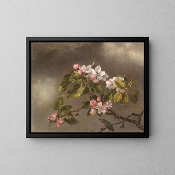 Colibrì e fiori di melo - Martin Johnson Heade — quadro incorniciato alla parete