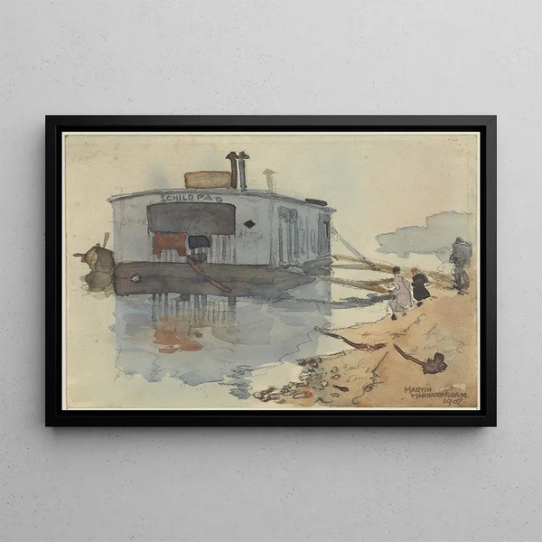Martin Monnickendam - Schip De Schildpad aan een oever.webp