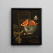 Orange in a Porcelain Bowl and Hazelnuts by Martinus Nellius — framed art print on a wall