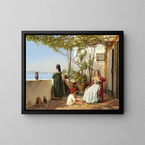 Loggia de Procida avec figures - Martinus Rørbye — gerahmtes Bild an der Wand