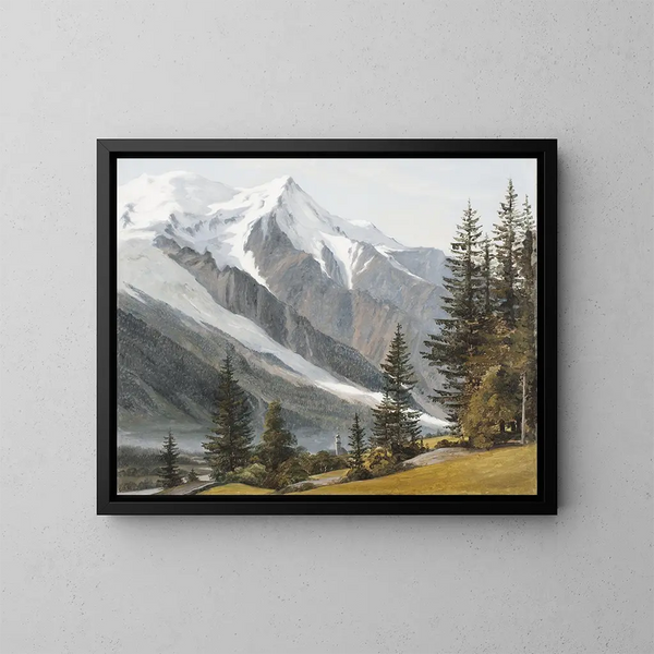 Ansicht von Chamonix-Mont-Blanc - Martinus Rørbye — gerahmtes Bild an der Wand