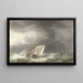 Two sailboats on a rough sea - Martinus Schouman — framed artwork on a wall
