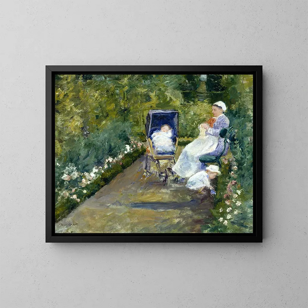 Kinder in einem Garten - Mary Cassatt — gerahmtes Bild an der Wand