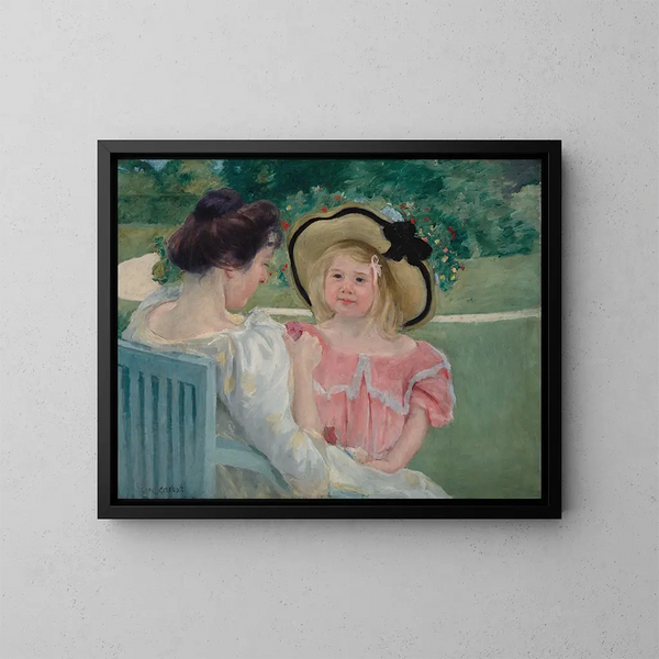 Im Garten - Mary Cassatt — gerahmtes Bild an der Wand