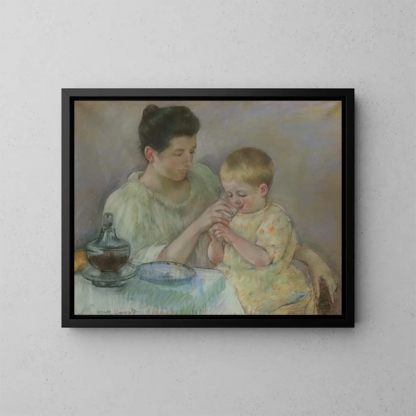 Mutter stillt ihr Kind - Mary Cassatt — gerahmtes Bild an der Wand