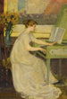 Junge Frau, die Cembalo spielt - Mary Louise Fairchild — gerahmtes Bild an der Wand