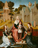 Die Jungfrau im Thron mit Heilige Katharina und Heilige Maria Magdalena - Meister von Saint Séverin — Ansicht des Kunstwerks
