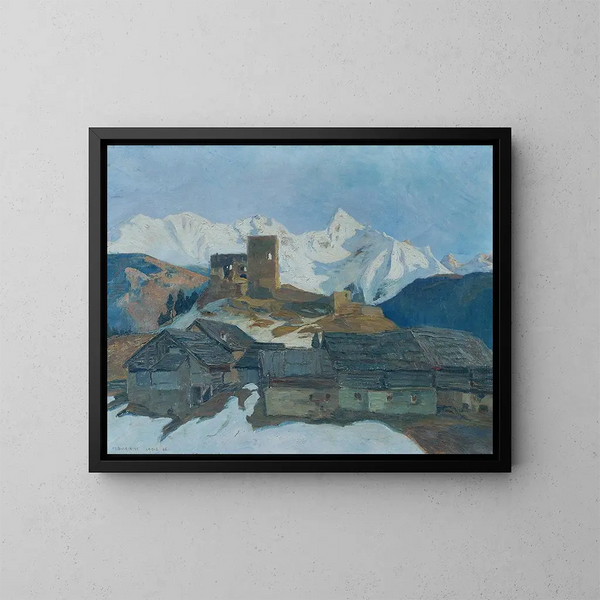 Wintergemälde in Ladis, Tirol - Mathilde SittaAll — gerahmtes Bild an der Wand