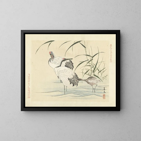 Kranich mit roter Krone - Matsumura Keibun — gerahmtes Bild an der Wand