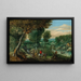 Paesaggio boscoso con viaggiatori vicino a un fiume - Mattheus Molanus — quadro incorniciato alla parete