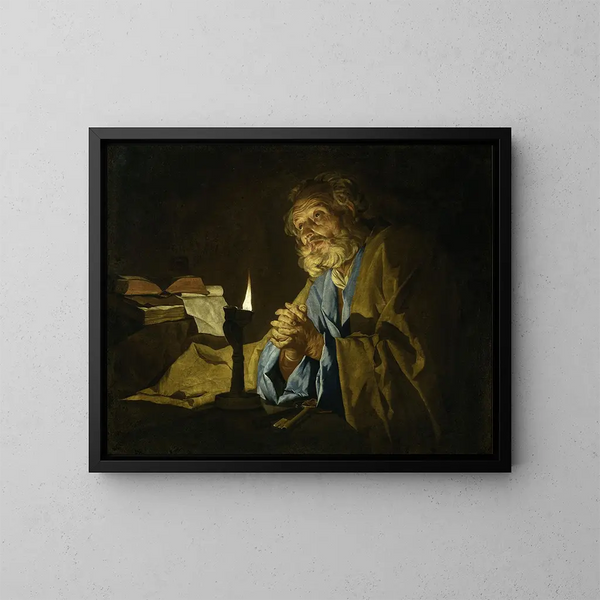 Saint Pierre en prière - Matthias Stom — gerahmtes Bild an der Wand