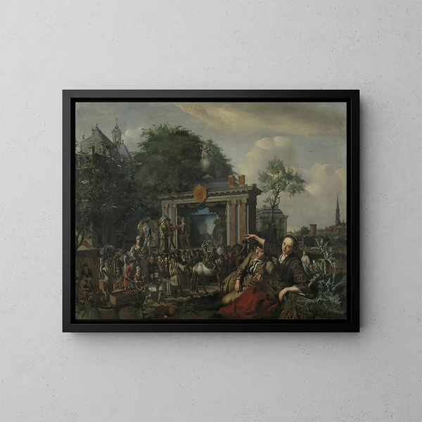 Rappresentazione teatrale all'aperto - Matthijs Naiveu — quadro incorniciato alla parete