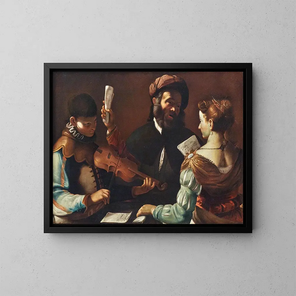 Concertino con un violinista - Mattia Preti — quadro incorniciato alla parete