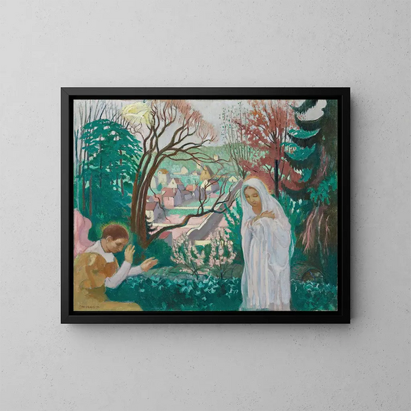 Annunciazione nel giardino primaverile - Maurice Denis — quadro incorniciato alla parete