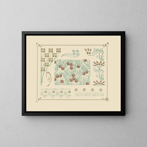 Design abstrakt basierend auf Beeren und Blütenknospen - Maurice Pillard Verneuil — gerahmtes Bild an der Wand