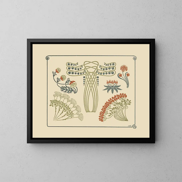 Design abstrakt basierend auf kleinen Blumen - Maurice Pillard Verneuil — gerahmtes Bild an der Wand