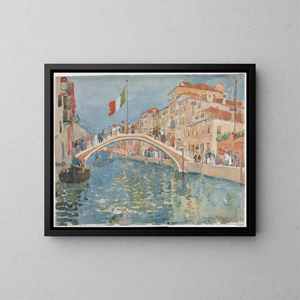 Ein Brücke in Venedig - Maurice Prendergast — gerahmtes Bild an der Wand