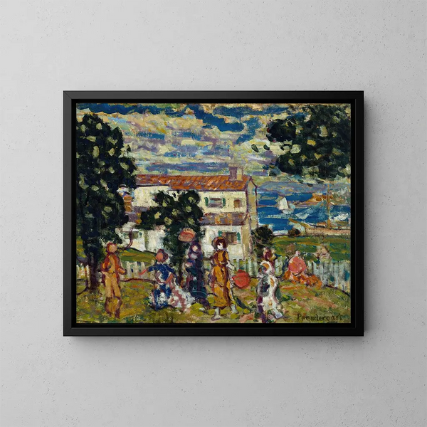 Dorf in Neu-England - Maurice Prendergast — gerahmtes Bild an der Wand