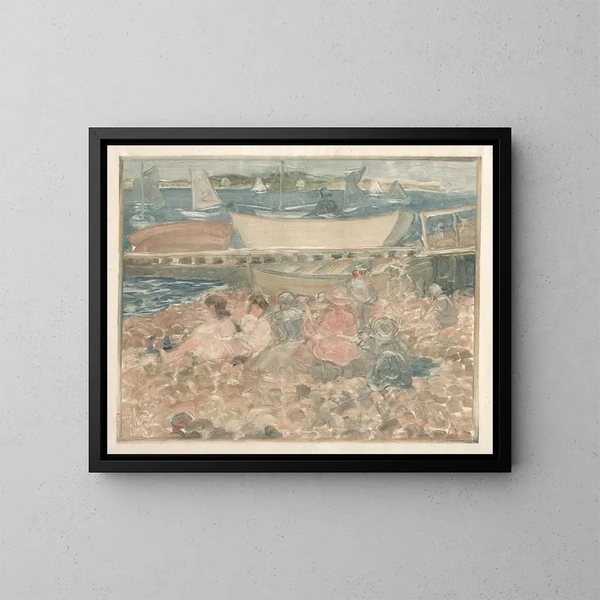 Bambini che giocano in un cantiere navale - Maurice Prendergast — quadro incorniciato alla parete