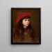 Ritratto di una ragazza con berretto rosso - Maurycy Trębacz — quadro incorniciato alla parete