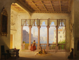 Max Emanuel Ainmiller - Venezianisches Interieur mit Ausblick auf Campanile und Dogenpalast.webp