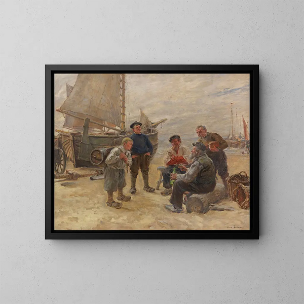 Fischer am Strand - Max Gaisser — gerahmtes Bild an der Wand