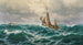 Marine landscape painting with a fisherman - Max Jensen — artwork view