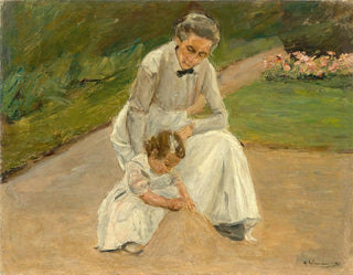 Max Liebermann - Enkelin und Kinderfrau beim Spielen im Garten.webp