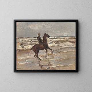 Cavaliere sul bordo del mare a destra - Max Liebermann — quadro incorniciato alla parete