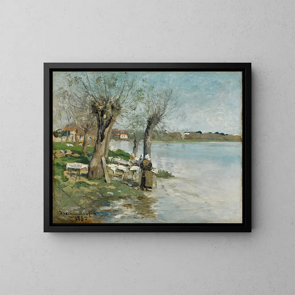Lavandières am Flussufer bei Nantes - Maxime Maufra — gerahmtes Bild an der Wand
