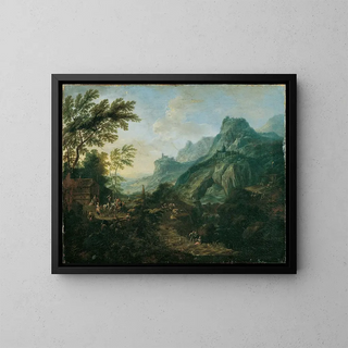 Maximilian Joseph Schinnagl - Ideale Berglandschaft mit Gehft.webp