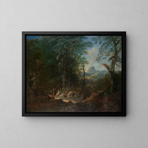 Landschaftsbild im Wald am Morgen - Maximilian Joseph Schinnagl — gerahmtes Bild an der Wand