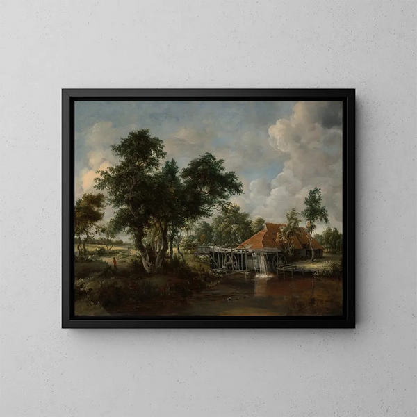 Le Moulin à eau avec le grand toit rouge - Meindert Hobbema — quadro incorniciato alla parete