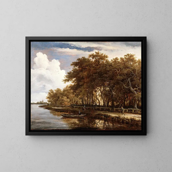 Vista lungo l'Amstel - Meindert Hobbema — quadro incorniciato alla parete