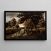 Landschaft mit Bäumen mit Figuren auf einem Weg - Meindert Hobbema — gerahmtes Bild an der Wand