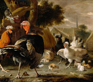 Hof der Hühner - Melchior d'Hondecoeter — Ansicht des Kunstwerks
