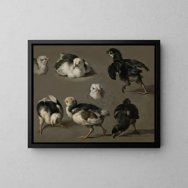 Settantadue pulcini - Melchior d'Hondecoeter — quadro incorniciato alla parete