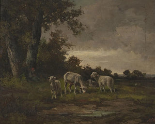 Micha Elwiro Andriolli - Sheep in the meadow at the forest edge.webp