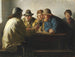 Dei pescatori intorno a un tavolo che bevono un bicchiere dopo il lavoro - Michael Ancher — vista dell’opera