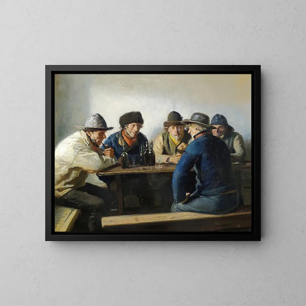 in einer Holzhütte - Michael Ancher — gerahmtes Bild an der Wand