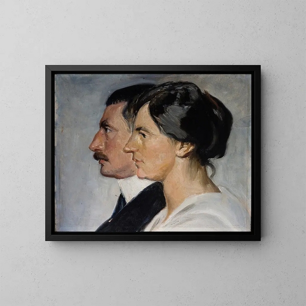 Reproduction Reproduction Roi Christian X e regina Alexandrine di Danimarca - Michael Ancher — quadro incorniciato alla parete