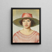 Ritratto di una ragazza vestita con un abito rosso vivace e un cappello di paglia con un nastro rosso vivace - Michael Ancher — quadro incorniciato alla parete